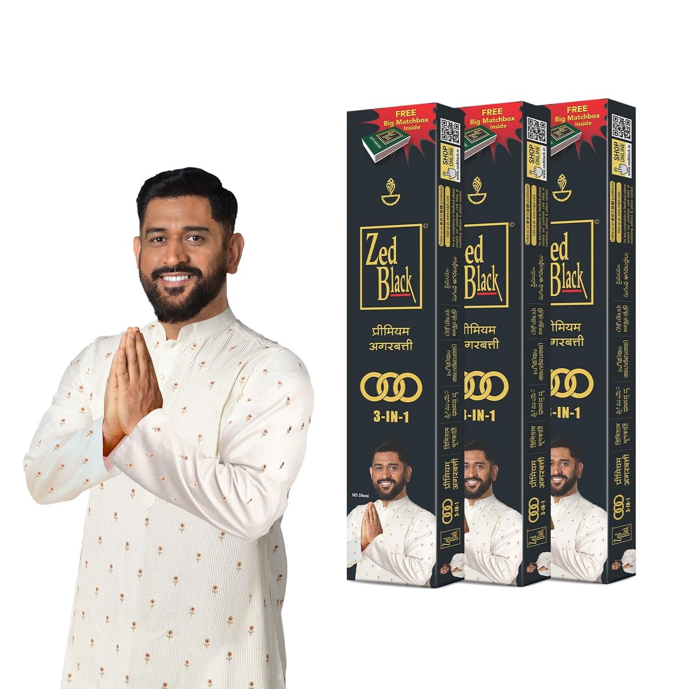 Zed Black Incense Sticks 3-in-1 Pack of 3 Agarbatti Stick Nature Inspired Fragrances for Puja, Meditation, Refreshing Ambience - Free Grand Matchbox Inside