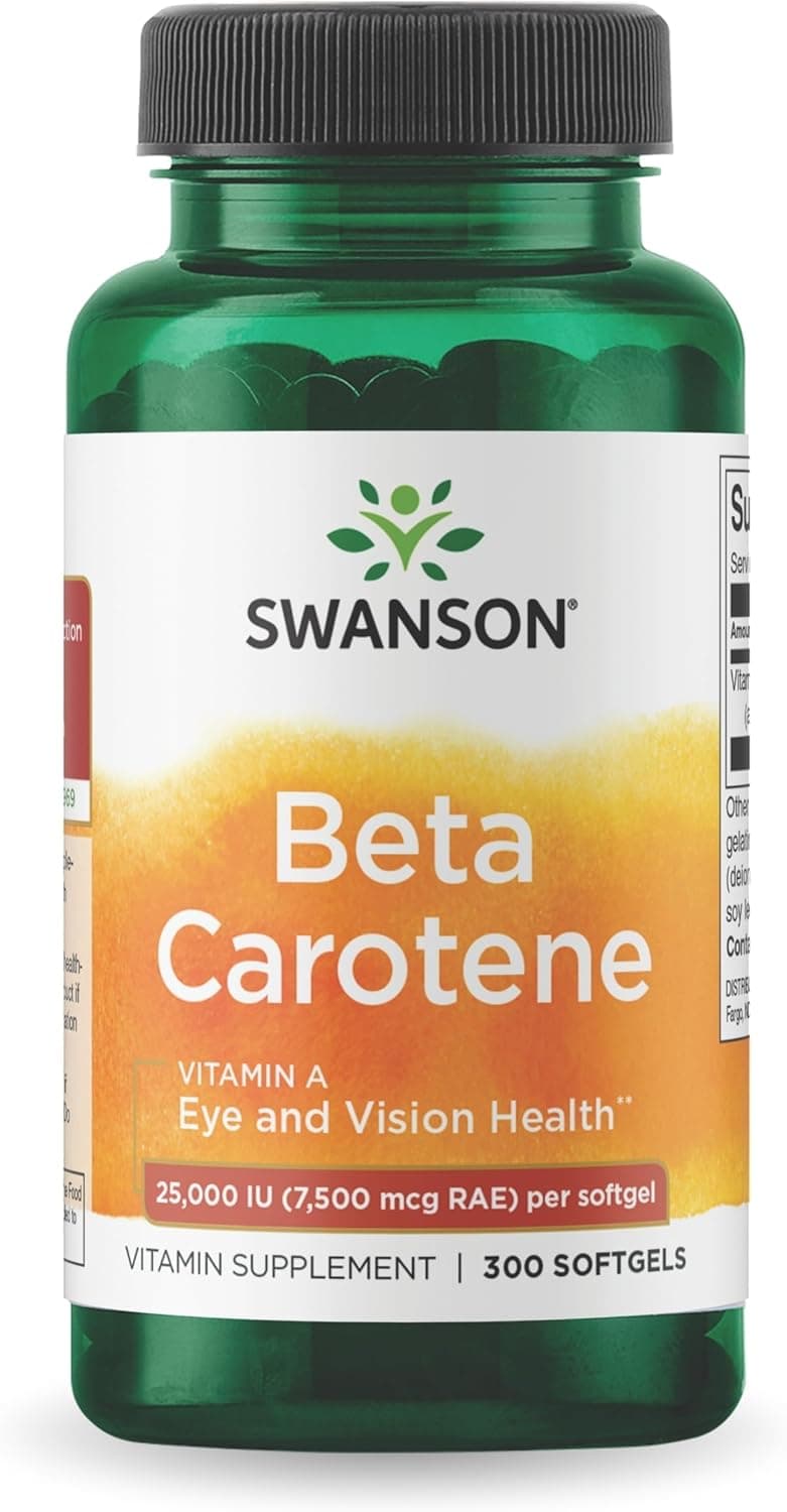 Swanson BetaCarotene Vitamin A 25000 IU Softgels Skin Eye and Immune System Health Antioxidant Support 7500 mcg 300 Softgels