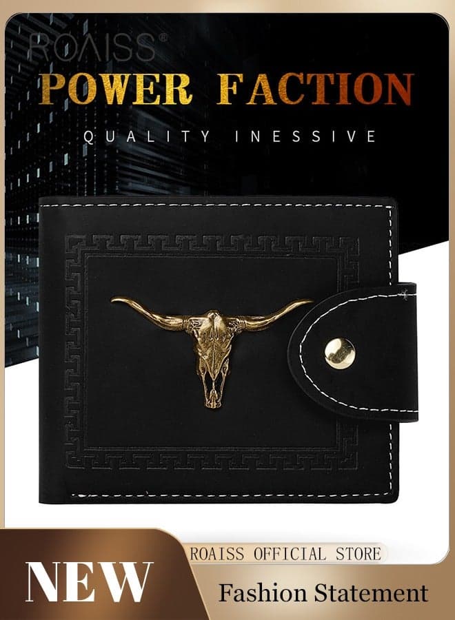 Men Slim Wallet with Button Design, Credit Card Holder with Exquisite Stitching, Secure Durable Bifold Wallet for Men, Ideal Gift for Men of All Ages