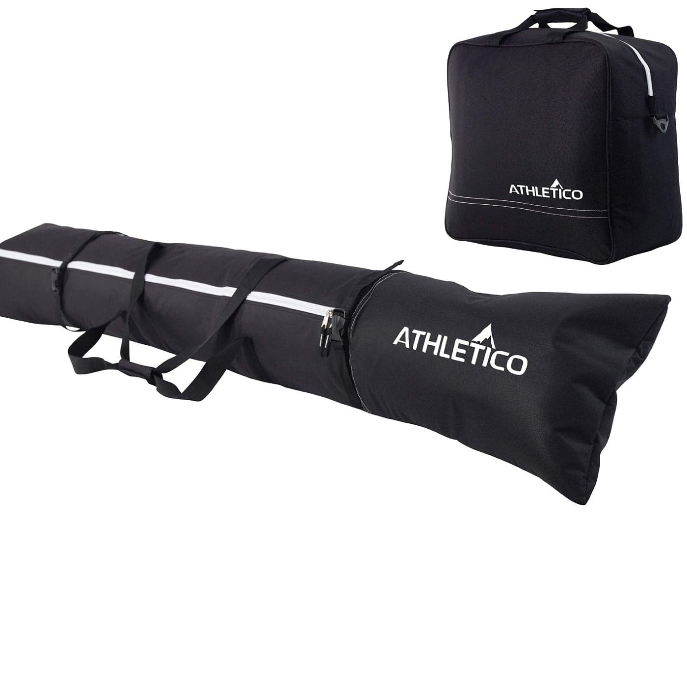 Athletico Padded Ski Bag Combo Ski Bag Separate Boot Bag Store Transport Skis Up to 200 CM and Boots Up To Size 13 Padded to Protect All Your Ski Gear and Equipment for Travel Black