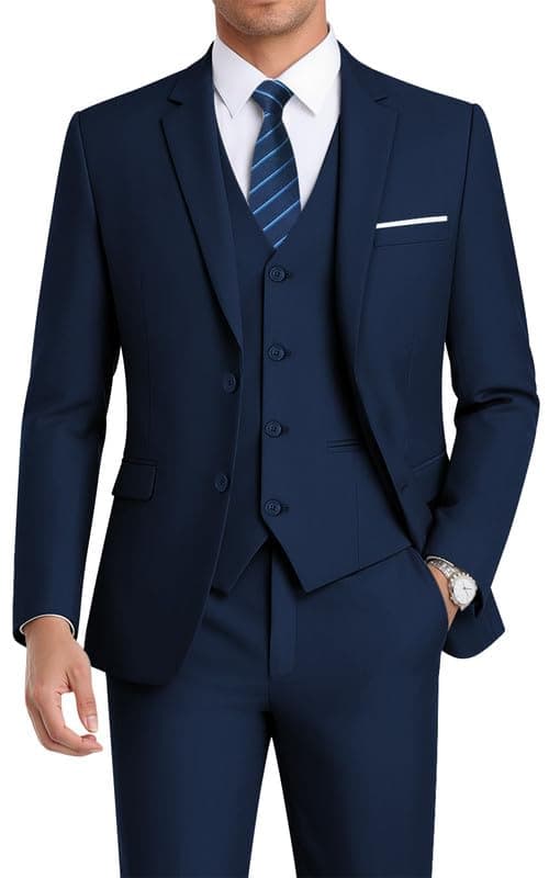 WEEN CHARM Men's Suits Slim Fit,3 Piece Suits for Men,2 Buttons Blazer Jacket Vest Pants with Tie,Men Suit Tuxedo Set,Trajes para Hombres de Vestir