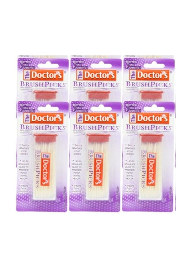 BrushPicks Interdental Toothpicks | 120-Picks per pack | (6-Pack)