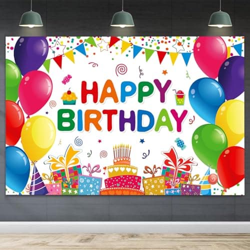Happy Birthday Backdrop Banner for Girls Boys Colorful Balloons Birthday Backdrop for Kids Gifts Cake Table Birthday Party Decorations Birthday Party Backdrop 7x5ft