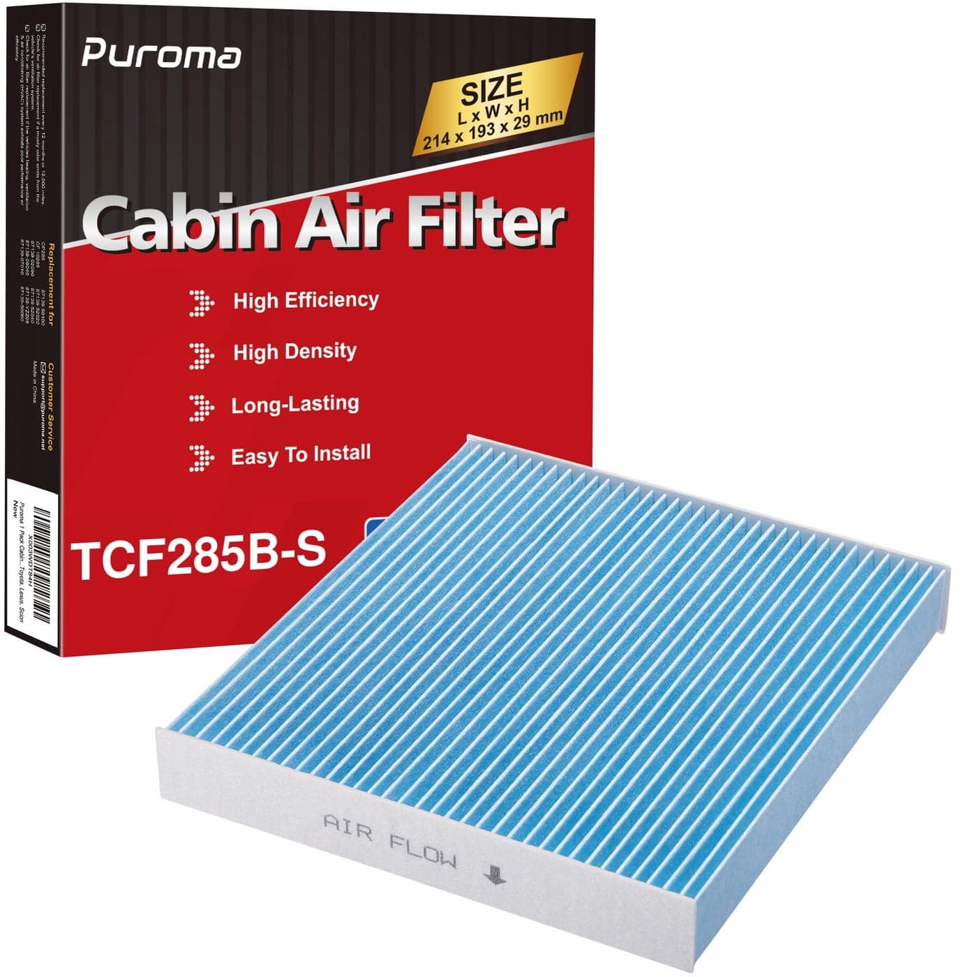 Puroma Cabin Air Filter Compatible with Toyota Camry RAV4 Highlander Corolla Sienna Tundra Prius 4Runner Subaru Outback and Legacy Lexus Scion Land Rover Replacement for CP285 CF10285