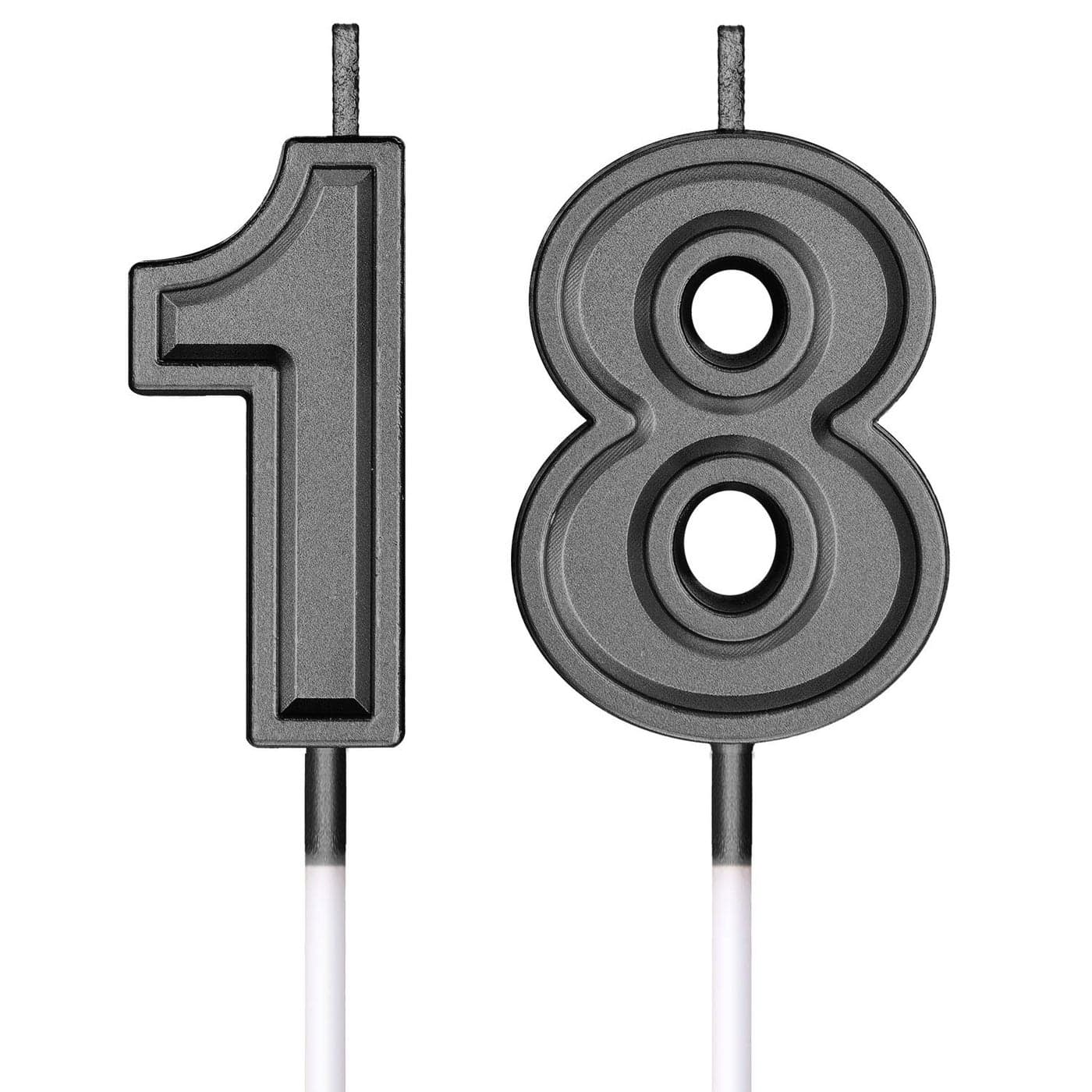 18th Birthday Candles Cake Happy Birthday Numeral Cake Candles Topper Decoration for Party Wedding Anniversary Celebration SuppliesBlack