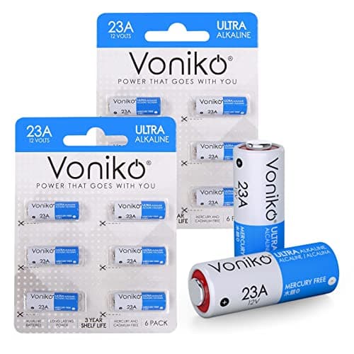 Voniko Alkaline Battery 23A - Ultra 23A Batteries (12-Pack) - Long Lasting 12 Volt A23 Battery for Doorbells and Power Remote