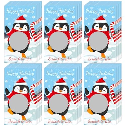 60 Pieces Christmas Scratch Off Cards Stickers Xmas Party Games Xmas Blank Gift Certificate for Festive Raffle Tickets 35 x 21 inch Christmas Penguin Party Favors Games Supplies