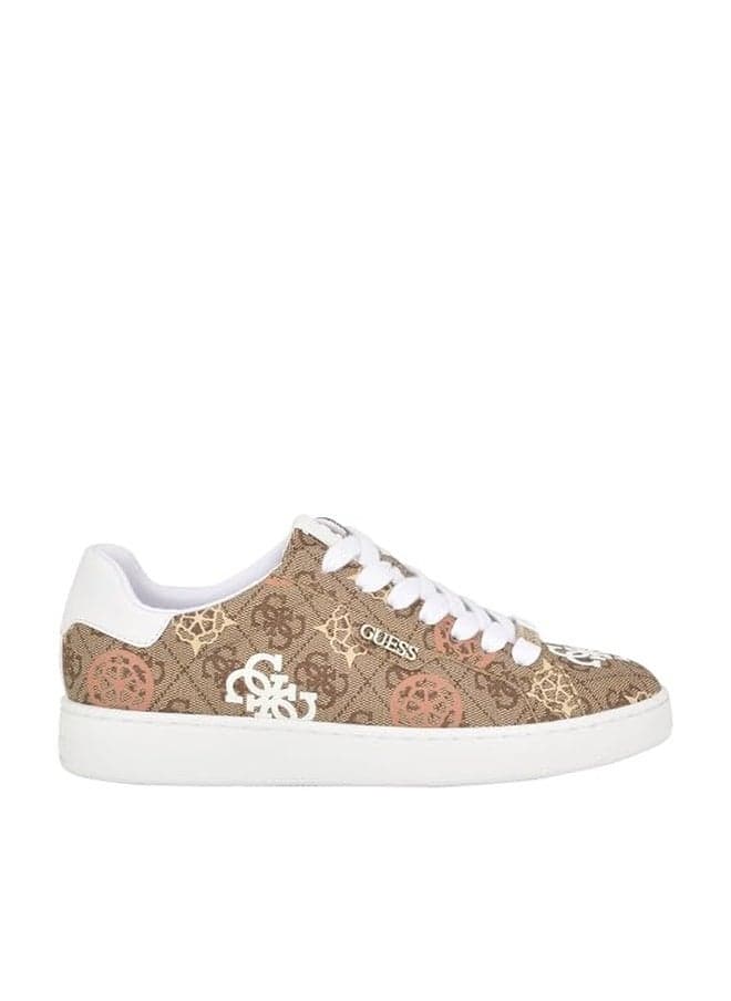 Guess Women's RENZY Sneaker, Medium Natural/Beige Logo 101, 8