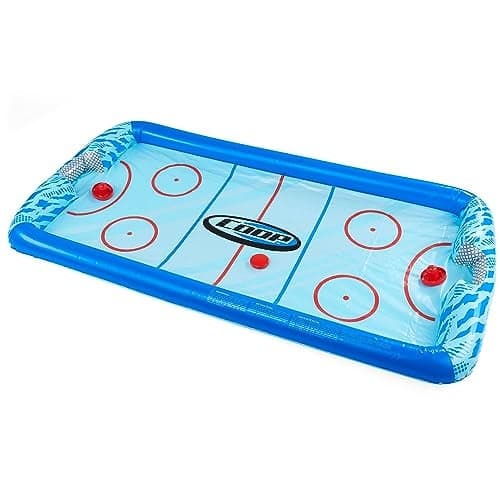 SwimWays COOP Hydro Hockey Inflatable Water Floating Table Hockey Set Pool Toy for Kids Ages 5