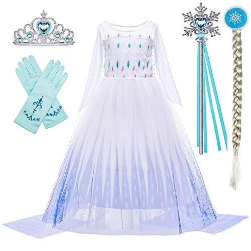 BanKids Snow Queen Act 2 Costumes Princess Dresses for Girls with WigCrownMagic wandGloves Accessories 3T 4T100K11
