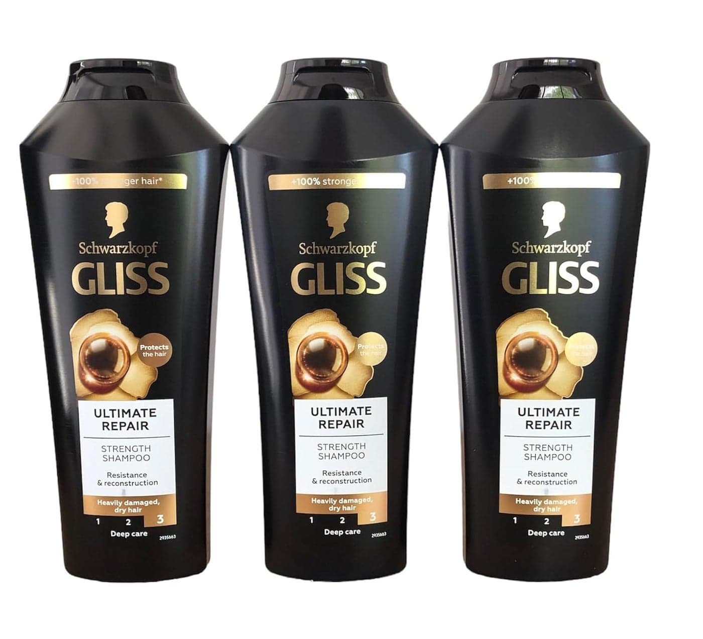 GLISS Hair Repair Shampoo Ultimate Repair for Heavily Damaged Hair 136 Ounces Pack of 3