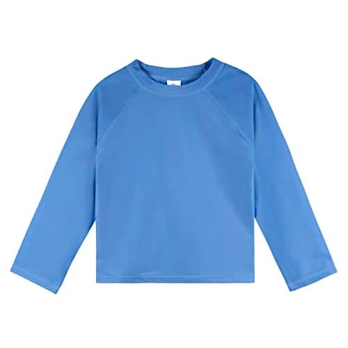 Gerber Unisex Baby Toddler UPF 50+ Long Sleeve Rashguard Swim Rash Guard Shirt, Blue, 6-9 Months US