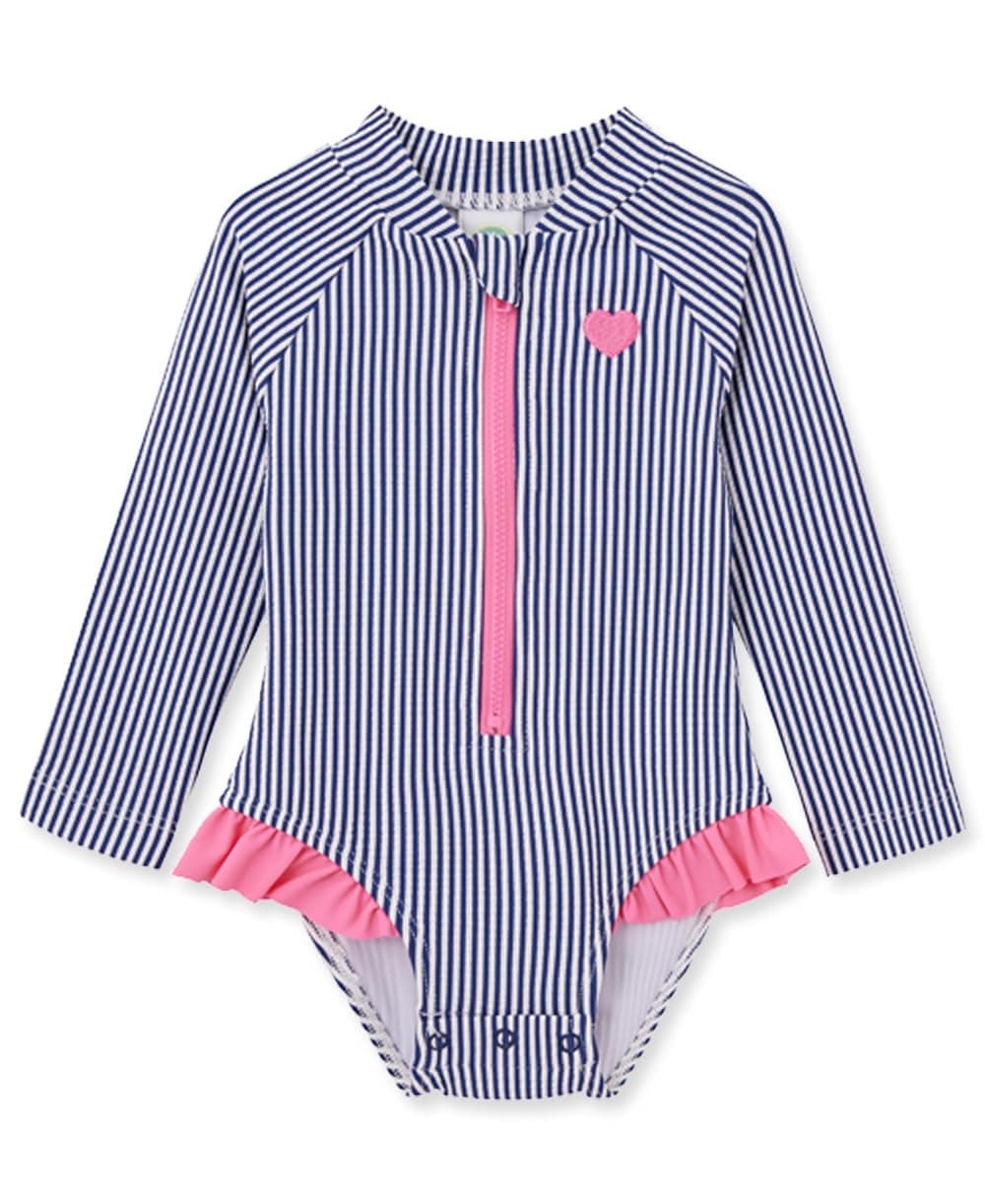 Little Me Baby Girls Rash Guard Swimsuit, Long Sleeve, UPF 50+ Sun Protection, Soft & Comfortable Fabric for Infant Swimwear, Designed for Play, Durable & Fade-Resistant