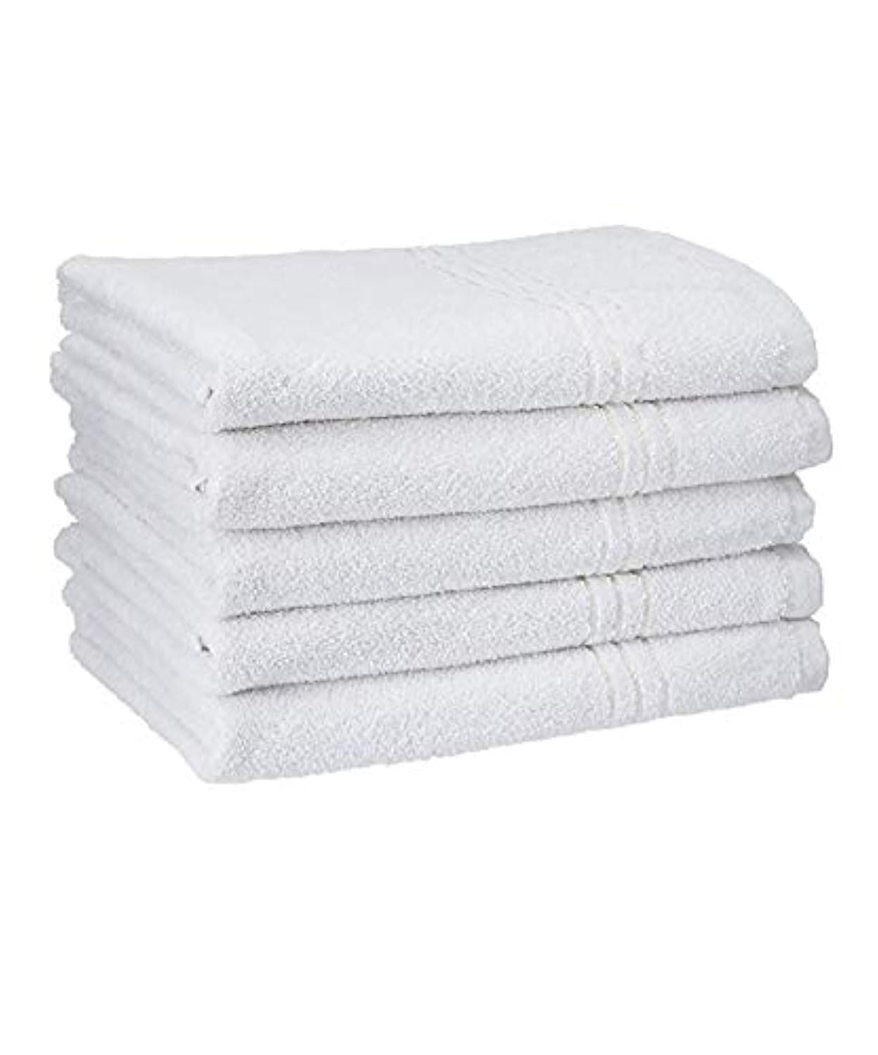 B.H Pure Cotton White Bath Towel - Pack of 5 (Size - 27x54 inch)