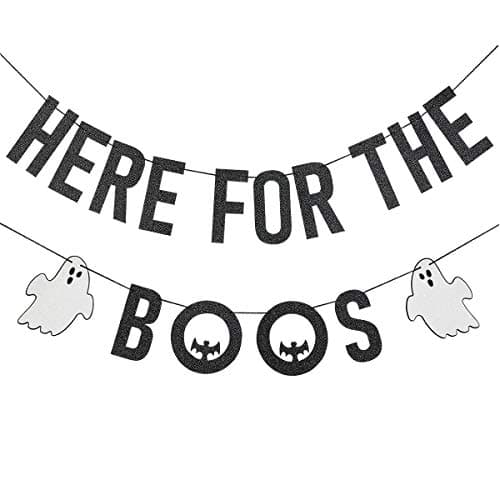 Black Here for The Boos Banner Halloween Party Banner Boos and Booze Party Banner Hocus Pocus Banner Here for The Boos Sign Decorations for Haunted House Halloween Mantle Home Decor
