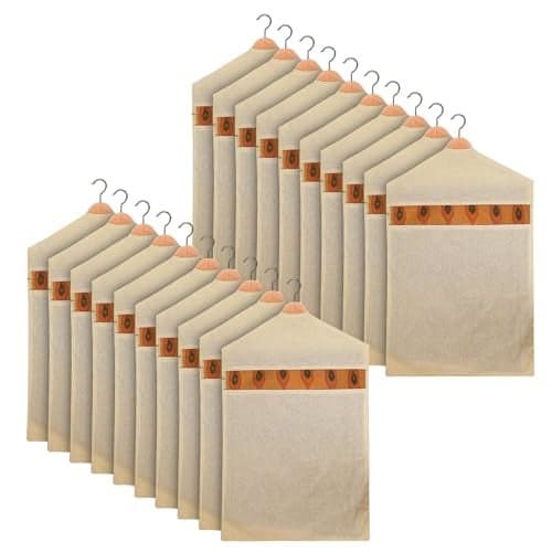 Kuber Industries Hanging Saree Bag | Cotton Clothes Bags for Storage | Hanging Cotton Saree Covers | Mesh Window Cloth Storage Bag | Saree Storage Covers with Zip | Pack of 20 | Cream