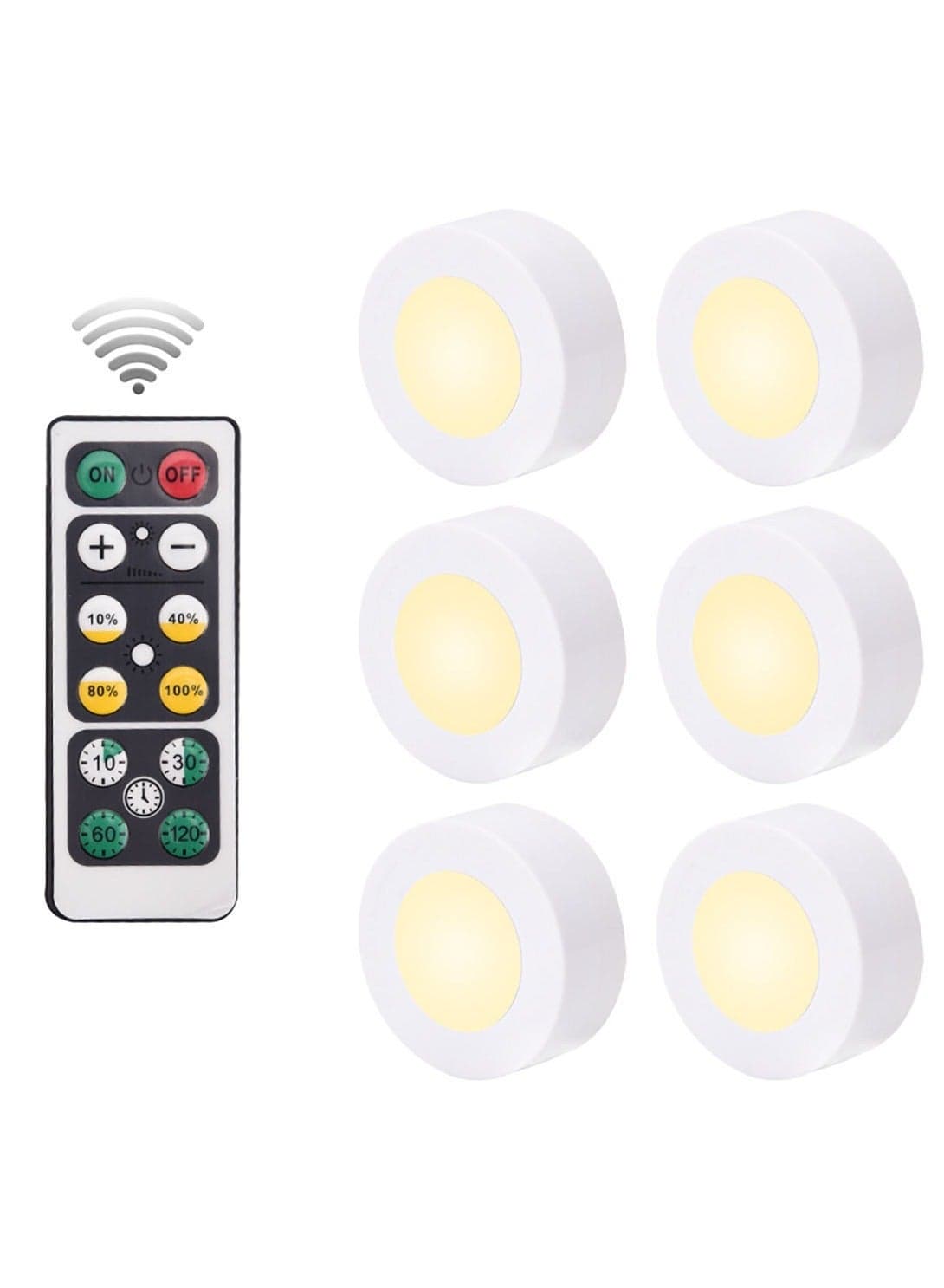 6 Piece LED Night Light Cordless Battery Powered Sensor Cabinet with Remote Control For Hallways Stairs and Bedrooms