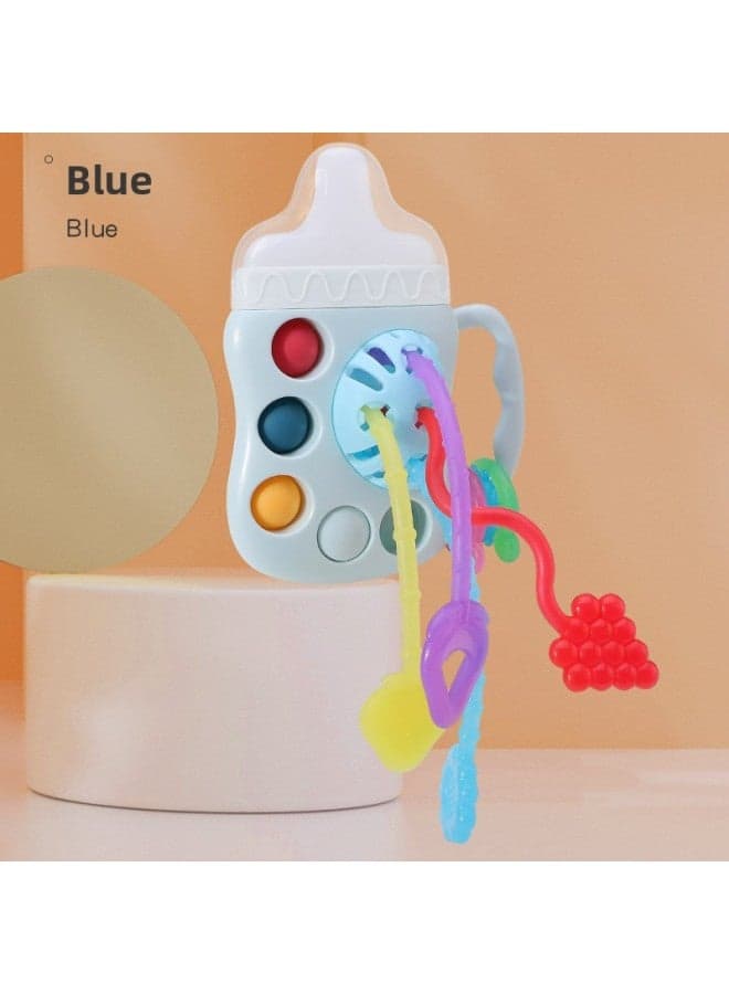Bottle Lala Lala Lac Lac Lac Baby Teeth Gum Baby Teeth Bar Food Grade Silicone Toy Children's Bite Lac-Color:【blue】 Bottle Lalale 【english Color Box】 Comes With Lanyard + Dust Cover