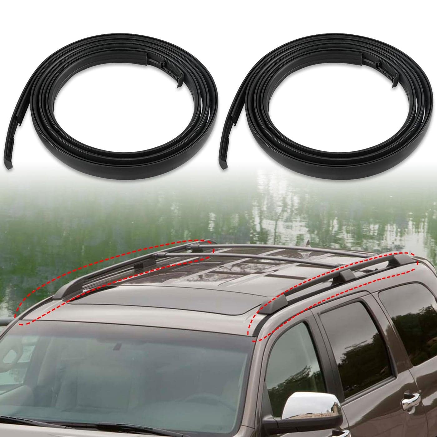 JDMON Roof Drip Molding Strips Weatherstrip Compatible with Toyota Sequoia 20082021 Replace 755510C080 755520C080 Left and Right 2 PCS
