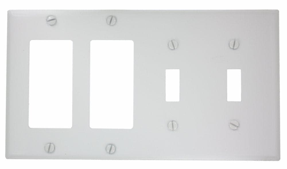 Leviton 4Gang 2Toggle DecoraGFCI Device Combination Wallplate Device Mount P2262W White