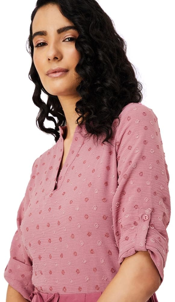 Women Dobby Woven Top,Mauve,XS