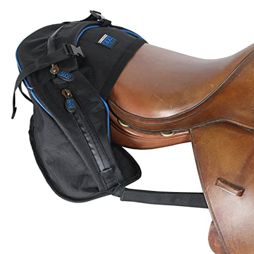 TrailMax English & Endurance Horse Saddle Bag; Horse Cantle Bag for English & Endurance Saddles w/ 3 Compartments & Quick Release Compression Straps; Rear English & Endurance Horse Saddle Bag; Blue