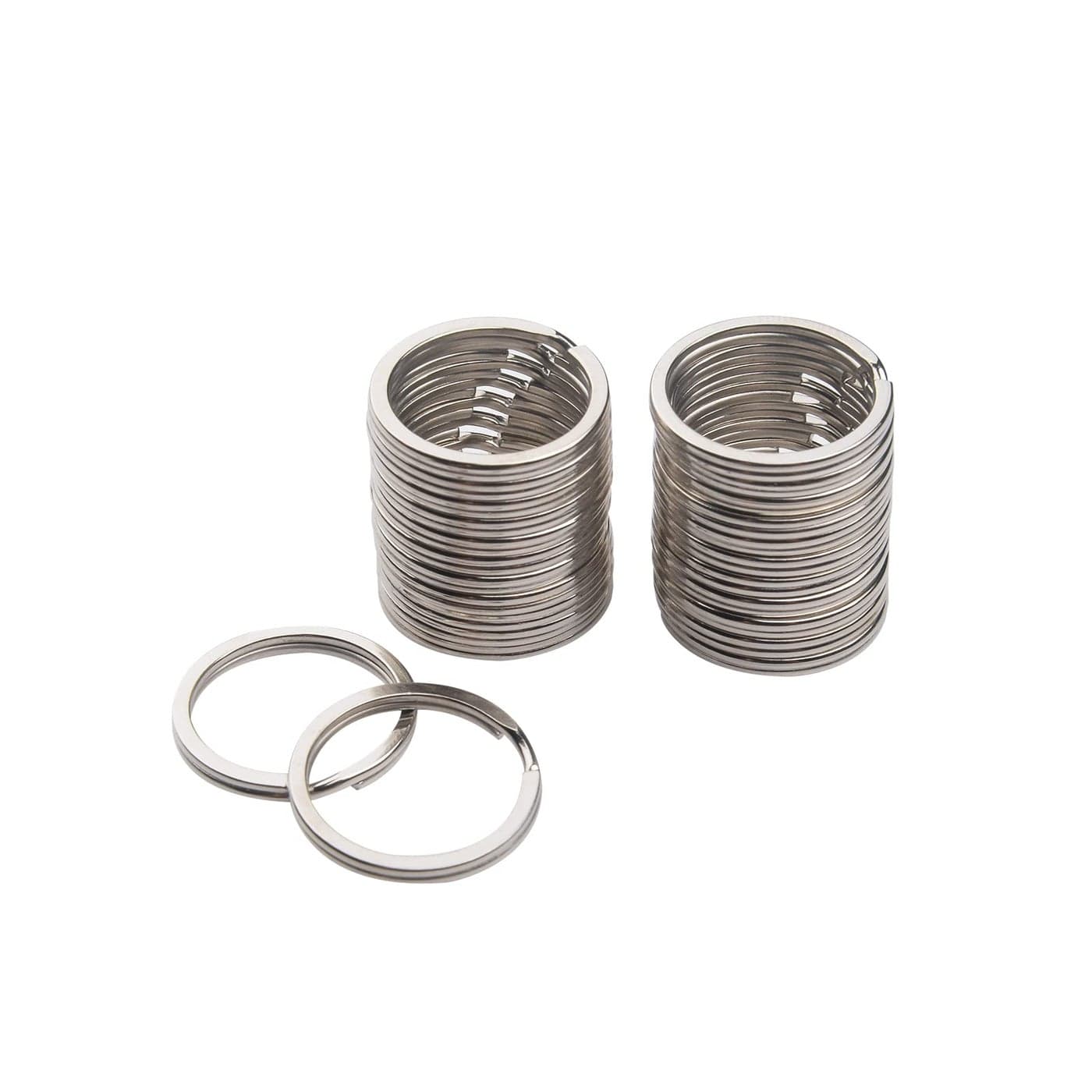 20pcs Key Ring Keychain 34 Inch 20mm Diameter Metal Flat Split Key Chains Rings for Home Car Dog Tag Office Lanyards Keys Attachment Silver