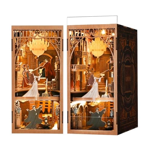 CCCDF Book Nook Kit, DIY Miniature Dollhouse Booknook Kit, 3D Wooden Puzzle Bookend Bookshelf Insert Decor with LED Light for Teens and Adults (Phantom of The Opera)