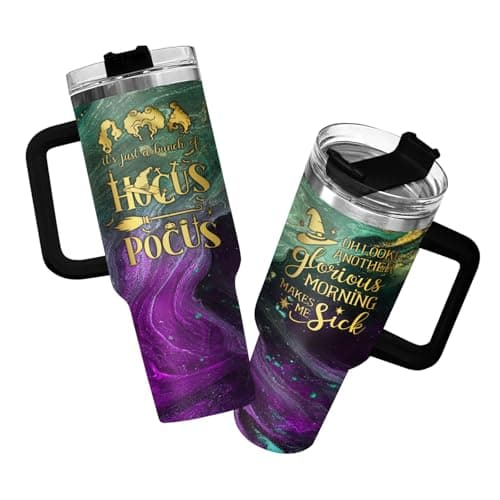 34HD Hocus Gifts for Women, Hocus Tumbler with Handle 40oz Stainless Steel, Witch Brew Tumbler, Movie Lovers, Sanderson Sister Gifts