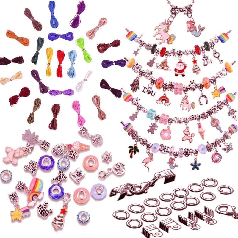 DIY Crafts 300x Pcs, DIY Craft Kit, As Image Charm Bracelet Making Kit, Unicorn/Mermaid Teen Girl Gifts, Jewelry Making Supplies Set Arts and (300x Pcs, DIY Craft Kit)