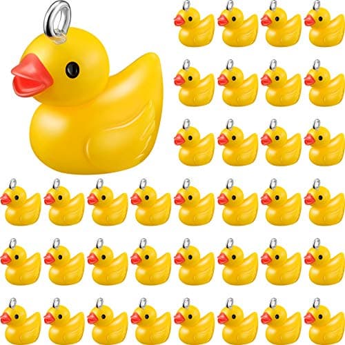 Syhood 40 Pcs Mini Resin Duck Charms,Tiny Yellow Duck Pendants DIY Baby Pendants Jewelry Charms for Bracelet Necklace Jewelry Making Party Supplies