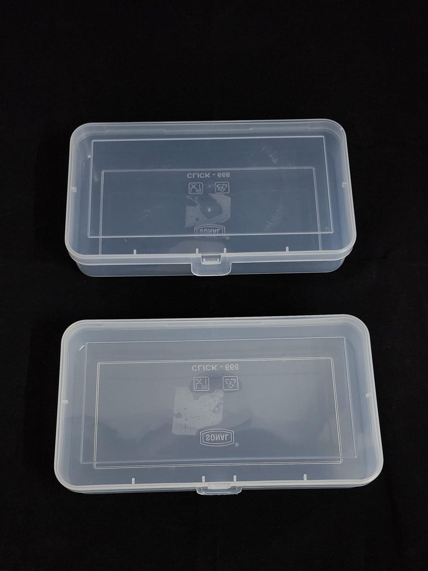 C.S.M CSM ® Jewellery Case Organiser(CLICK24-2-S) Rectangular Plastic Storage Box with dividers 24 Grids (Transparent) - Pack of 2 Boxes