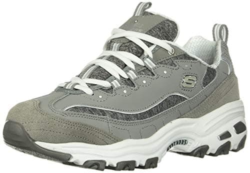 Skechers Women's D'Lites - Me Time Lace Up Fashion Sneakers, Grey / White, 9.5