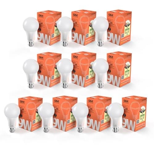 GM GEO 9 Watt LED Bulb | Excellent CRI | Zero Maintenance | High Durability | 85% Energy Saving | Surge Protection | Cool Day Light | Multiple Wattages | Eco-Friendly (10)