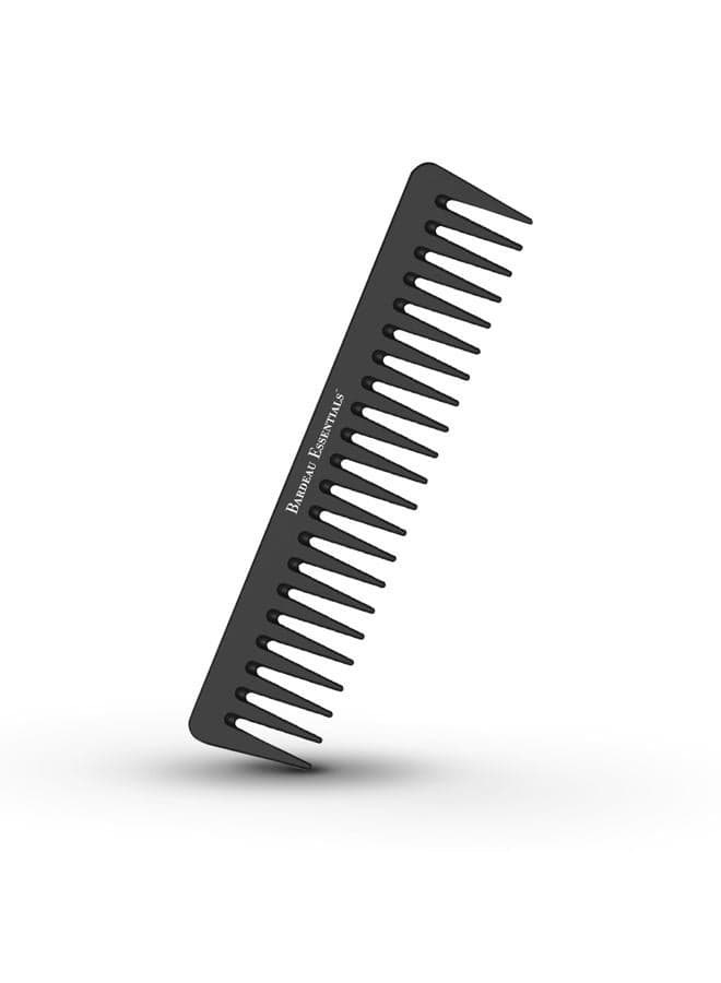 Black Carbon Wide Tooth Comb for Curly and Straight Hair (7 inch) - Professional Detangling Comb for Men & Women - Detangler Big Tooth Comb for Curls and Wet Hair - Large Barber Comb for Hair Styling
