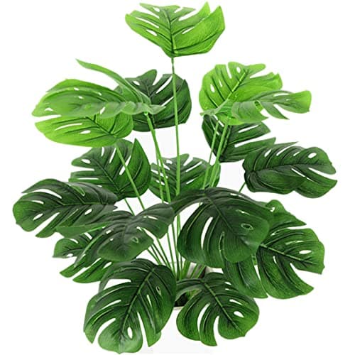 CATTREE Artificial Monstera Deliciosa Plant 21 Inch Fake Tropical Palm Tree Faux Greenery Leaves Plants for Indoor Outdoor Home Office Garden Houseplants Decor Wedding Party DIY Decoration 1 Pack