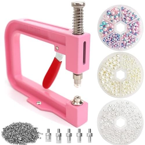 Pearl Setting Machine - DIY Handmade Rivet Tool for Attaching Pearl Buttons to Hats, Shoes, Clothes, Bags & Skirts (Beads DIY Accessories)