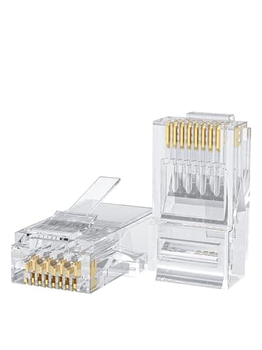 CableCreation Cat6 RJ45 Connectors, 50-Pack Cat6 RJ45 Ends, Ethernet Cable Crimp Connectors UTP Network Plug for Solid Wire and Standard Cable, Transparent