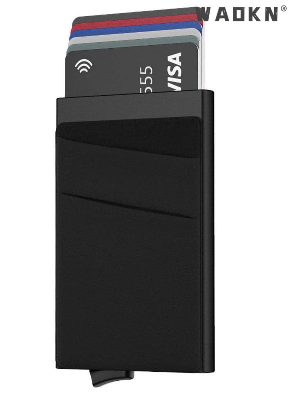 Card Holder Wallet,Aluminum alloy anti-theft brush metal card bag, slim anti demagnetization credit card cover, card clip with adhesive card cover Minimalist Pop up Wallet for Men Blocking Slim Business Credit Card Wallet with Money Pocket Aluminum Metal Bank Card Case Black Design for Cash Coins &