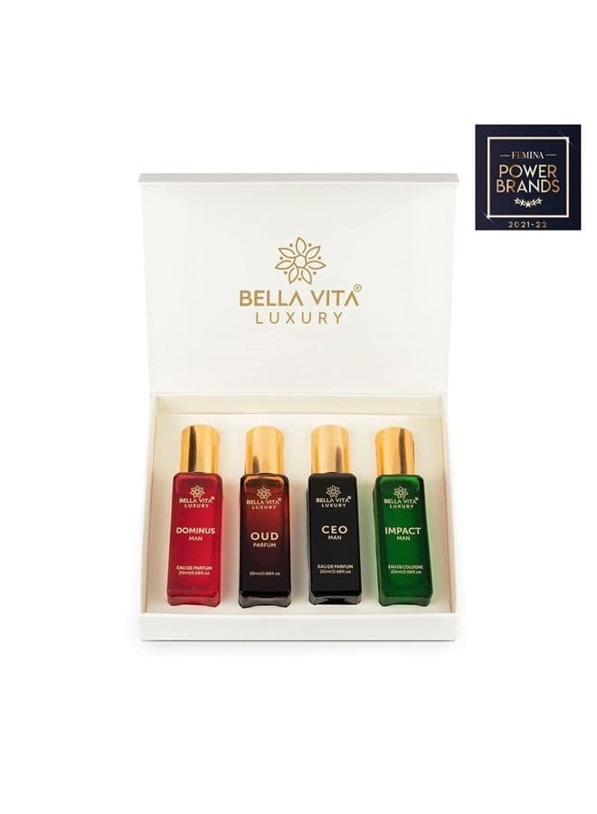 Man Perfume Gift Set for Men 4x20 ml Perfumes Luxury Scent with Long Lasting Fragrance