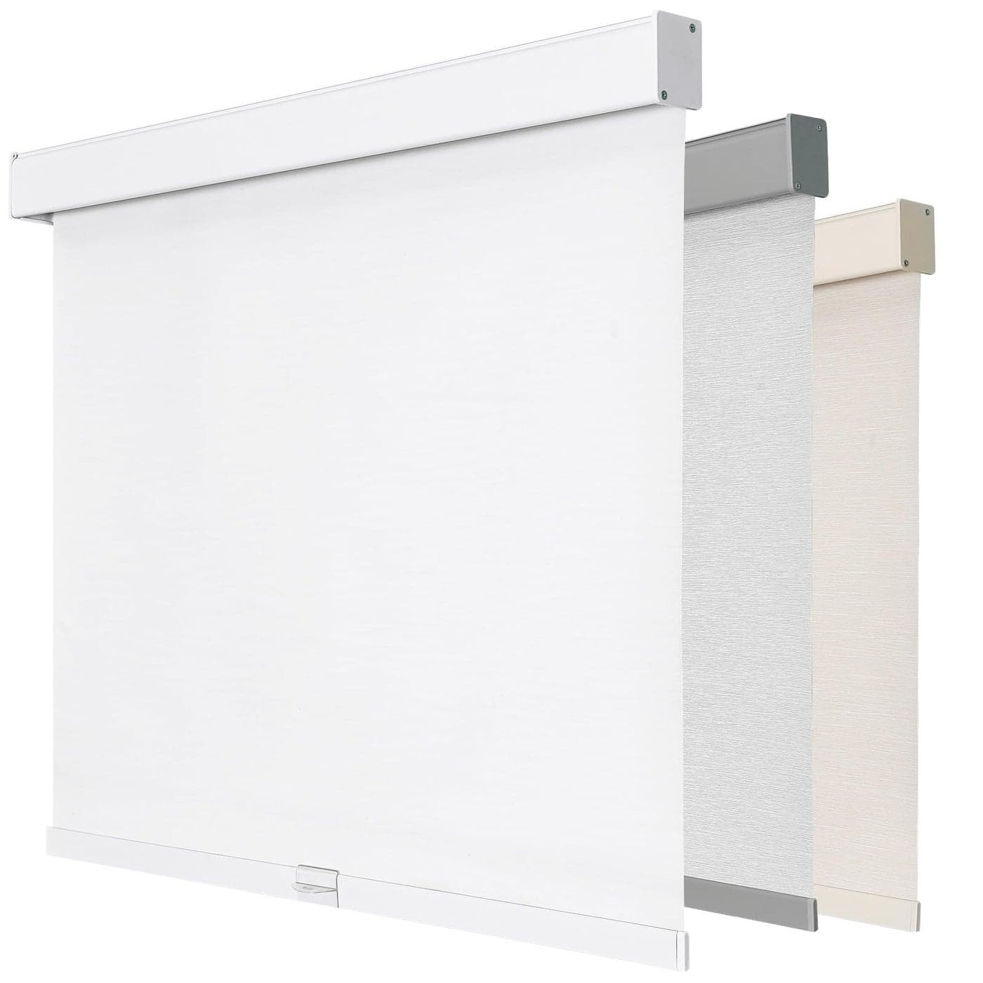 Joydeco 100 Blackout Roller Shades Cordless Blinds for Windows FreeStop Shades UV Protection Natural Woven Blinds for Home and Office LightProof Aluminum Cover 28 W x 75 H White