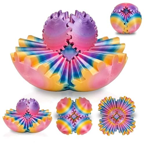 Gear Sphere Fidget Toy Gear Ball 3D Printed Rotating Ball or Cube Fidget Toy Stress Gearsphere Desk Toy for Anxiety Relief ADHD