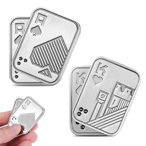 Guiqulai 2 Pcs Metal Poker Fidget SliderMagnetic EDC Fidget ToysStress Relief Poker Push CardCool Metal Fidget Toy Manually Rotate ToysOffice Tabletop Decompression Toys for Adults Teens Men