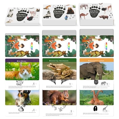 MEROCO Safari Animal Tracks Card Game Farm Animal Flash Cards Matching Game Kids Science Learning Educational Toys for Homeschool Preschool Autism 3 Years Old Up