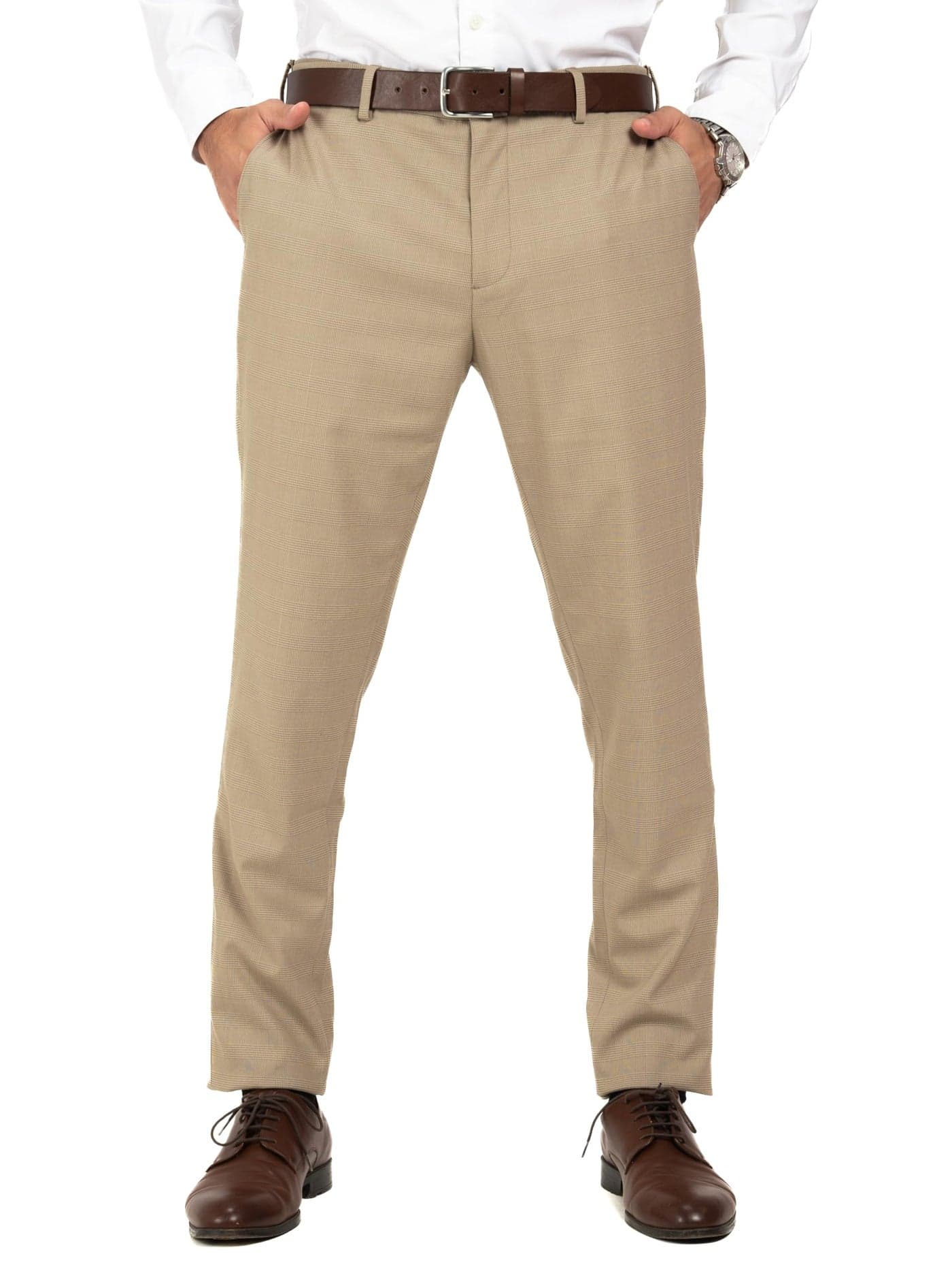 The Pant Project Luxury PV Lycra Stretchable Formal Pants for Men | Stylish Slim Fit Men's Wear Trousers for Office or Party | Mens Fashion Dress Trouser Pant (Khakhi, 36)