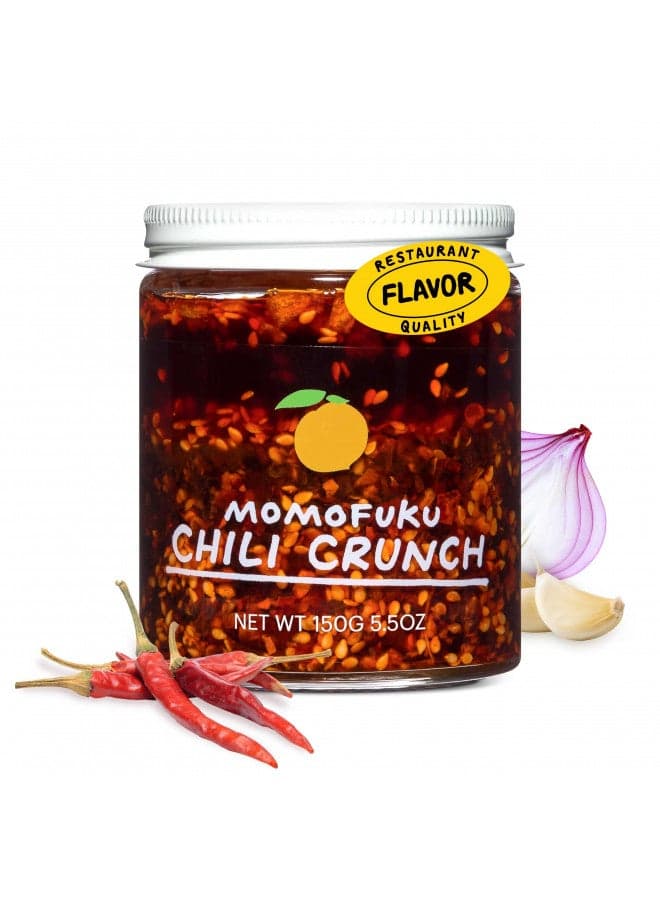 Momofuku Chili Crunch by David Chang, (5.5 Ounces), Chili Oil with Crunchy Garlic and Shallots, Spicy Chili Crisp