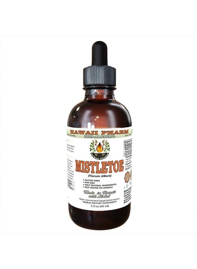 Mistletoe Alcohol-Free Liquid Extract, Organic Mistletoe (Viscum Album) Dried Herb Glycerite Natural Herbal Supplement, Hawaii Pharm, USA 2 oz
