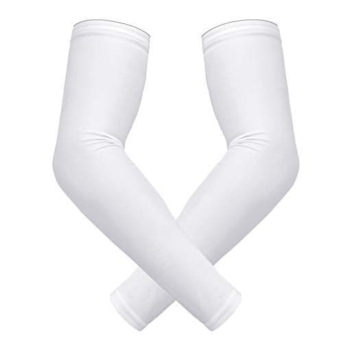 HDE Arm Compression Sleeves for Kids Basketball Shooting Sleeve Youth Sports Cooling Sun Protection Football Baseball 1 Pair White - YS