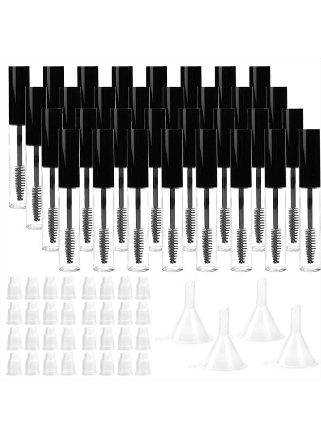 32 Pack 10ml Empty Mascara Tube with Eyelash Wand, Eyelash Cream Container Bottle with Rubber Inserts and Funnels for Castor Oil, DIY Cosmetics