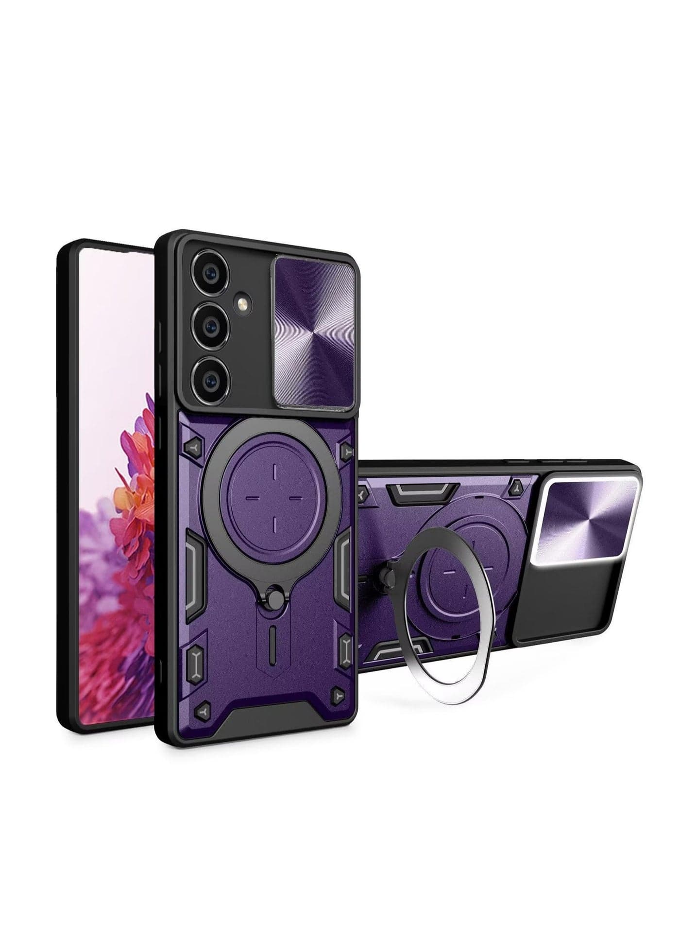 Samsung Galaxy A35 Mobile Phone Case Cover, Slide Camera Lens Cover, 360°Rotating Kickstand Ring, Bumper Shockproof Phone Case,Compatible with Car Magnetic Mount